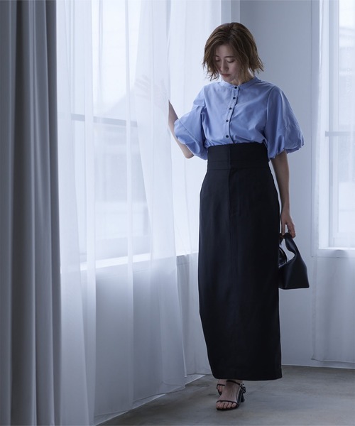 「ur's」 半袖ブラウス S ブルー レディース_画像3