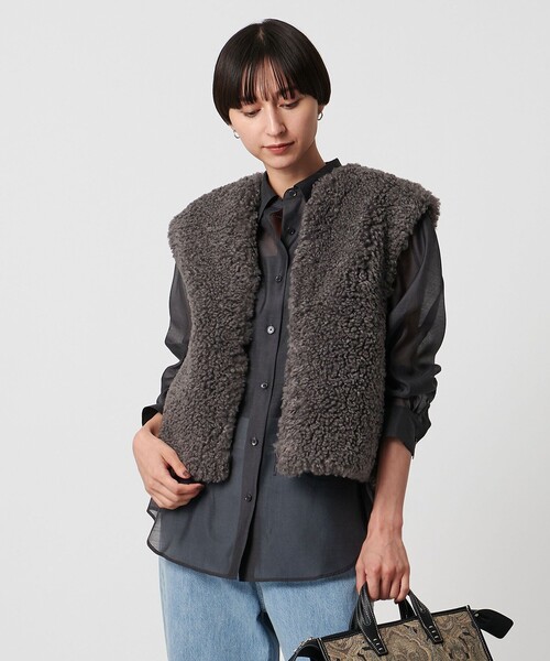 UNITED ARROWS  ウールジレ UNITED ARROWS ベスト ジレ ファーライク ボア レディース