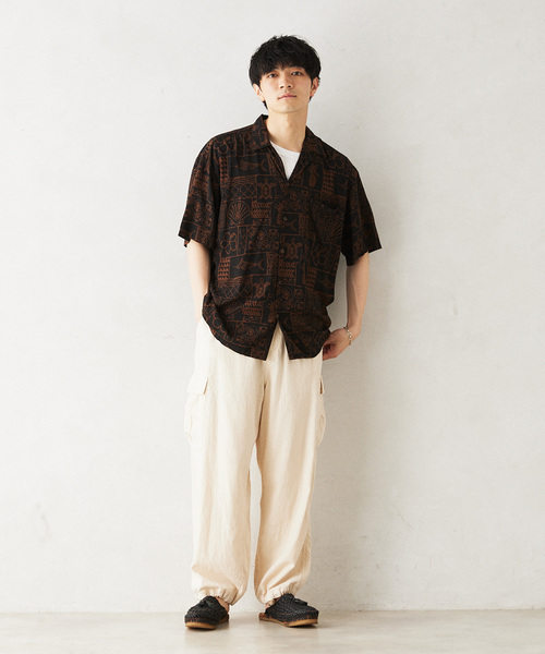 「TWO PALMS」 半袖シャツ MEDIUM ネイビー メンズ_画像2
