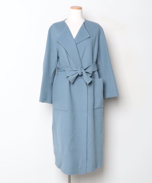 NOBLE（ノーブル） ノーカラーコート 36 ブルー レディース : ZOZOTOWN