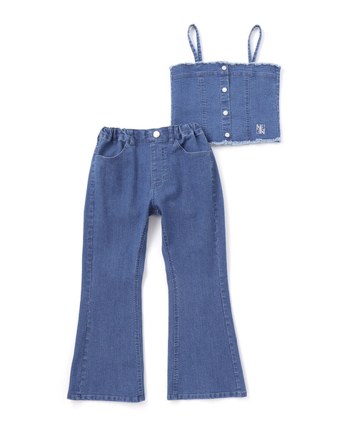 HELINOX  DECO&BEACH ミニ ネイビー デニム キッズ nexchic（ネクシック） セットアップ デニムビスチェxフレアパンツ