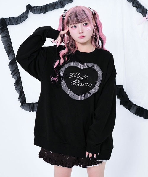 Magia Charm スウェット ブルゾン Magia Charm（マギアチャーム） トレーナー スウェット ハートフリル