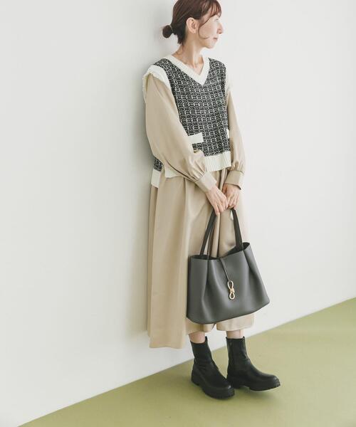 ITEMS URBANRESEARCH ワンピース ツイードニットドッキングワンピース