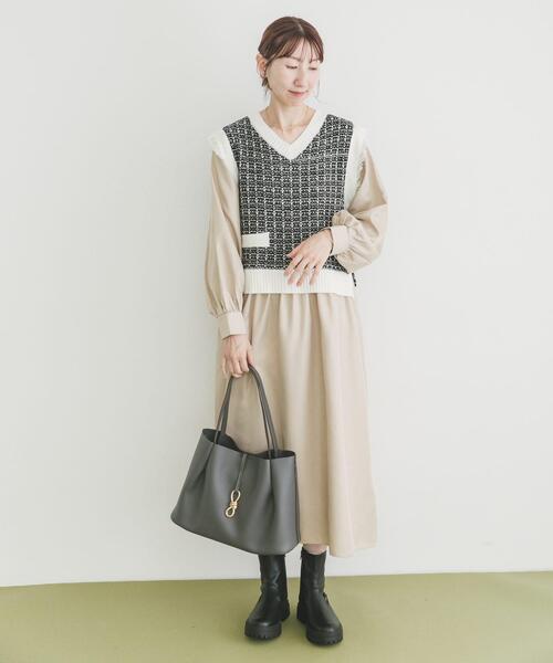 ITEMS URBANRESEARCH ワンピース ツイードニットドッキングワンピース