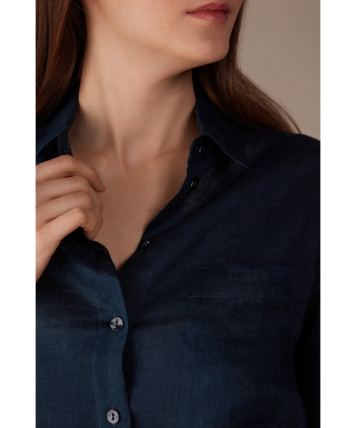 「Intimissimi」 長袖シャツ S インディゴブルー レディース_画像3