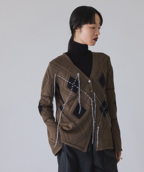 ADAM ET ROPE'（アダムエロペ） カーディガン パターンニット