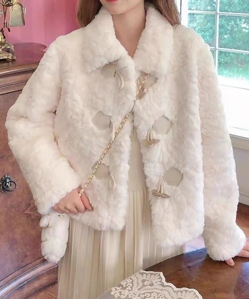 「GEMEDA」 ダッフルコート M ホワイト レディース_画像4