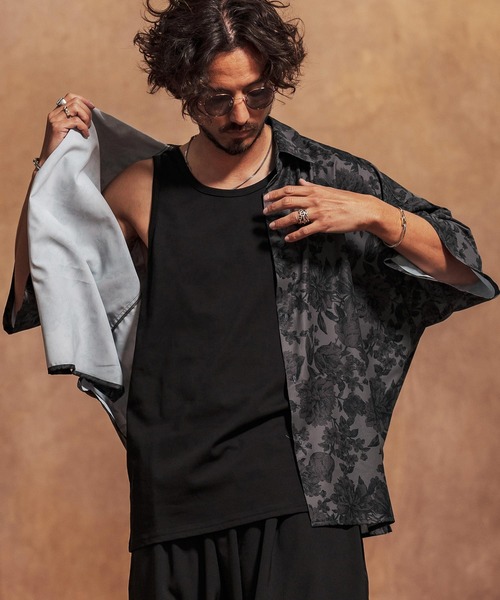 「Jih Nunc」 半袖シャツ M ブラック メンズの画像