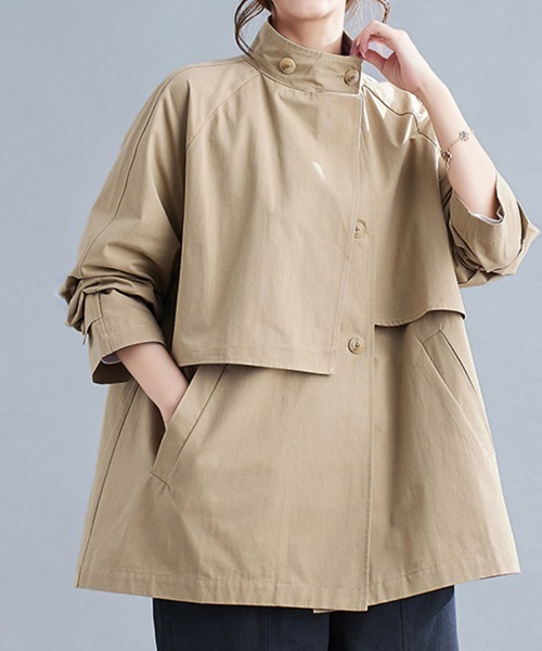 今季新作大人気！スタンドカラーケープトレンチコート hellam｜スタンドカラーケープトレンチコート | Rakuten Fashion(楽天