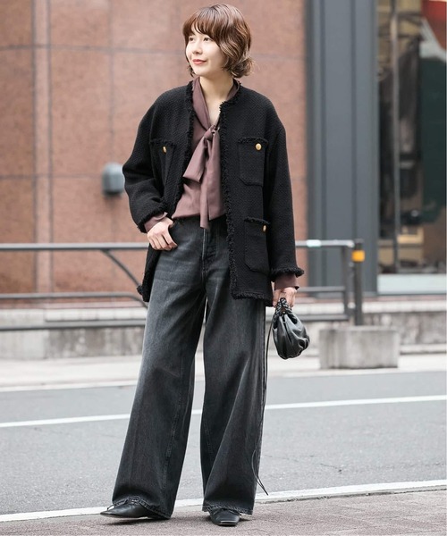 【新品タグ付】【2024 AW】GIOLICAツイードBIGジャケット　ブラック ジャーナルスタンダード レサージュGIOLICA ツイードBIGジャケット