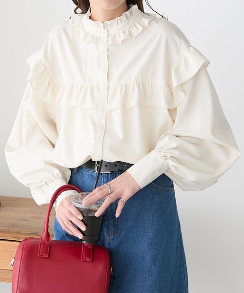 「BONLECILL」 長袖ブラウス FREE ブラック レディース_画像9