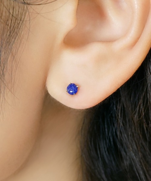 ピアス 「 セカンドピアス」Pt ラピスラズリピアス(4mm) レディースの画像