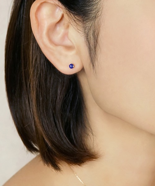 ピアス 「 セカンドピアス」Pt ラピスラズリピアス(4mm) レディースの画像
