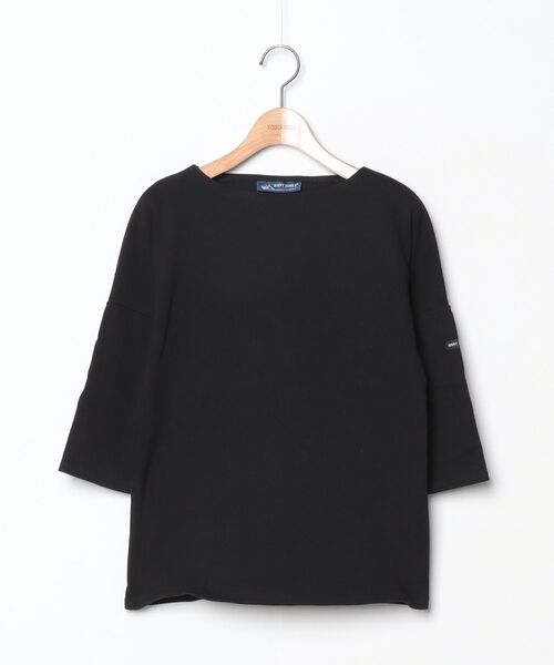 SAINT JAMES（セントジェームス） ボーダー柄7分袖Tシャツ 32 ブラック