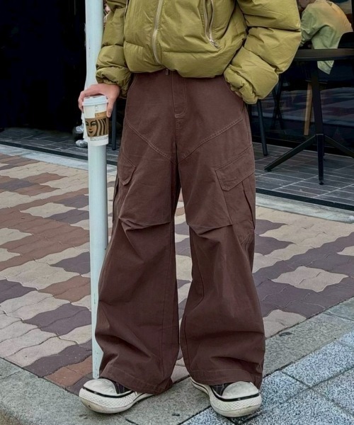 Chikashitsu+（チカシツプラス） ワイドパンツ カーゴパンツ
