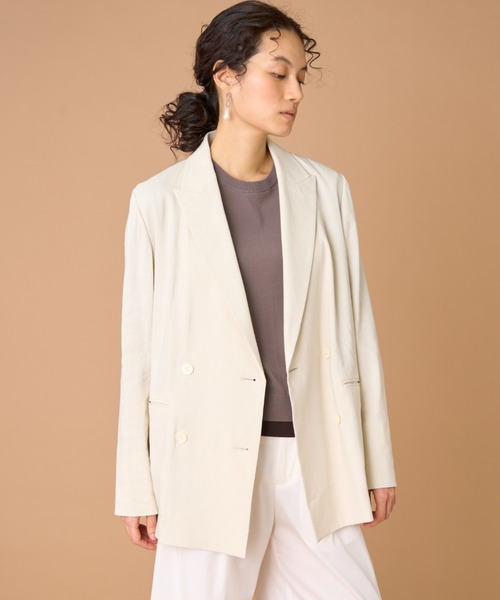 INDIVI ダブル テーラードジャケット 春夏 リネン INDIVI