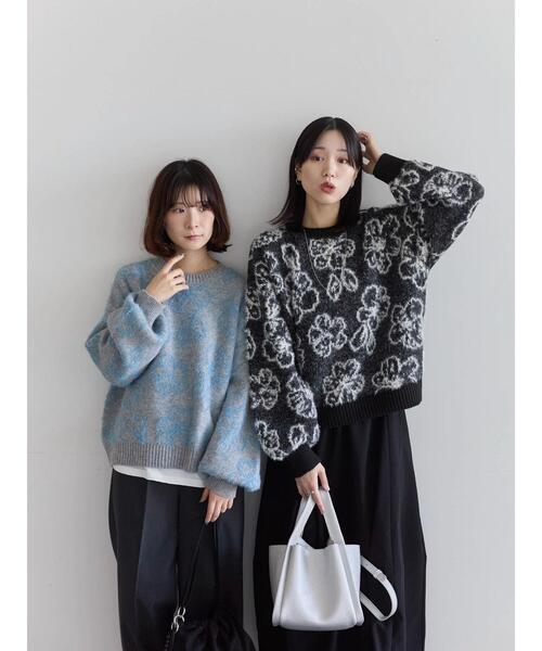 Samansa Mos2 blue（サマンサモスモスブルー） ニット セーター 花柄