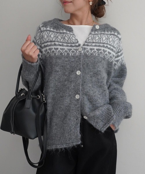 Rashik カーディガン ノルディックニットカーディガン レディース