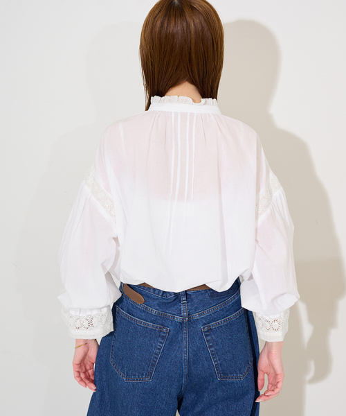 SLOBE IENA（スローブイエナ） ブラウス シャツ コットンレースフリル