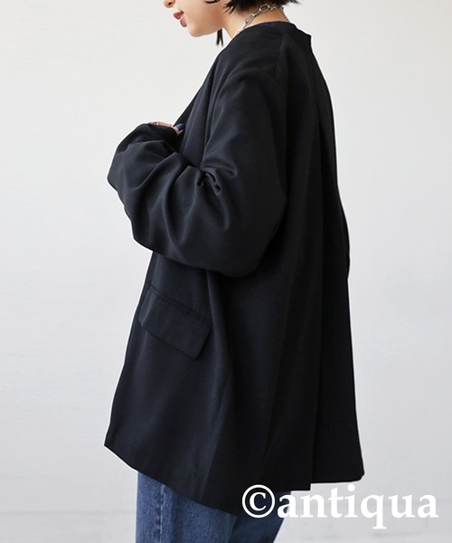 antiqua（アンティカ） ノーカラージャケット FREE モカ レディース