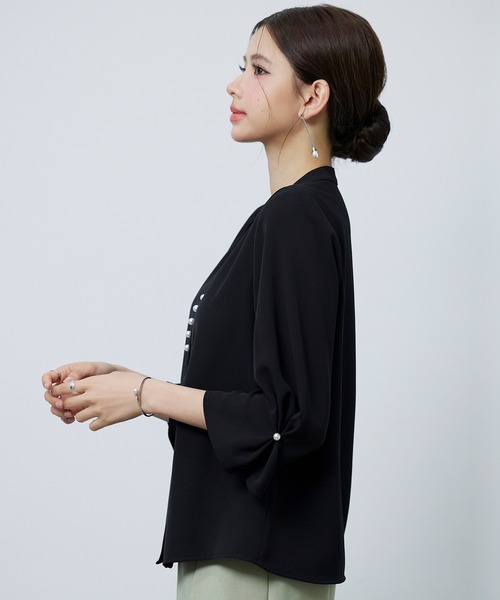 シャツ/ブラウス(長袖/七分) HOWDY frill sailor blouse (black) Pal elfy ブラウス シャツ セーラーリボンブラウス レディース