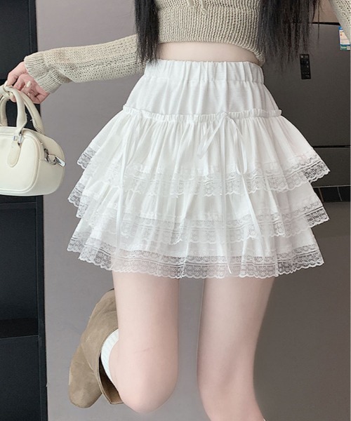 スカート レース ティアード ミニスカート : ZOZOTOWN Yahoo!店 - 通販