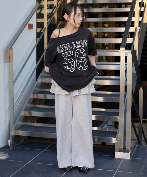 WEGO（ウィゴー） tシャツ 半袖 WEGO/2WAYグラフィックワンショルBIGT