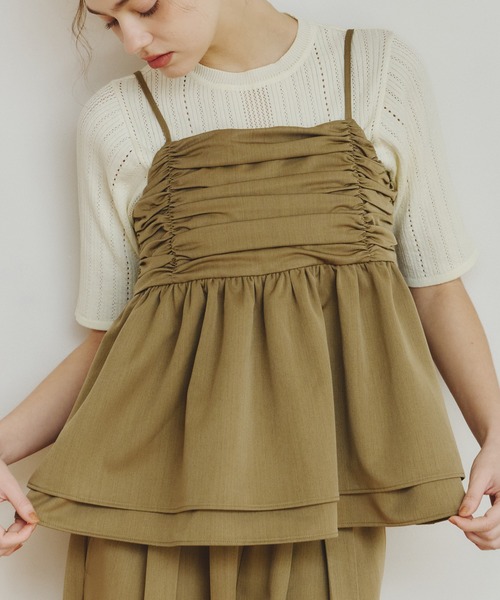 OLUN front gathered ruffle bustier/フロントギャザーフリルビスチェ