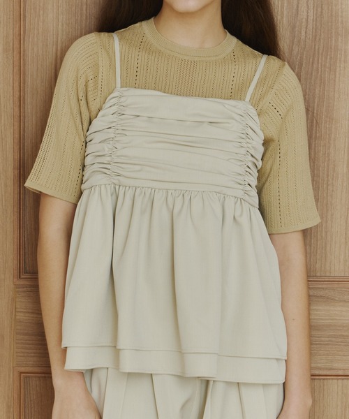 OLUN front gathered ruffle bustier/フロントギャザーフリルビスチェ