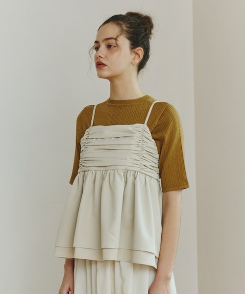 erika様　2点まとめ　OLUN フロントギャザーフリルビスチェ＋パンツ OLUN front gathered ruffle bustier/フロントギャザーフリルビスチェ