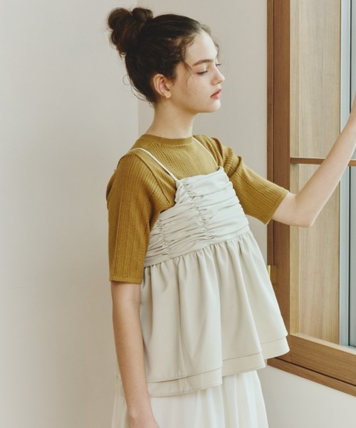 OLUN front gathered ruffle bustier/フロントギャザーフリルビスチェ