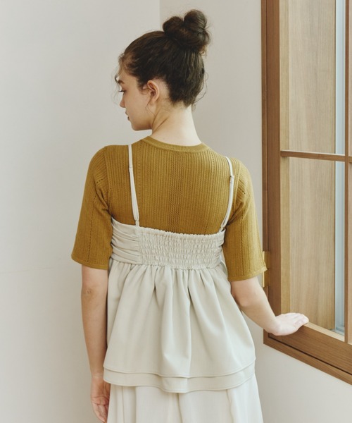 OLUN front gathered ruffle bustier/フロントギャザーフリルビスチェ