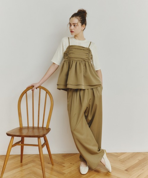 OLUN front gathered ruffle bustier/フロントギャザーフリルビスチェ