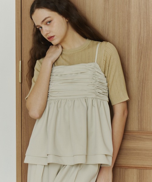 OLUN front gathered ruffle bustier/フロントギャザーフリルビスチェ