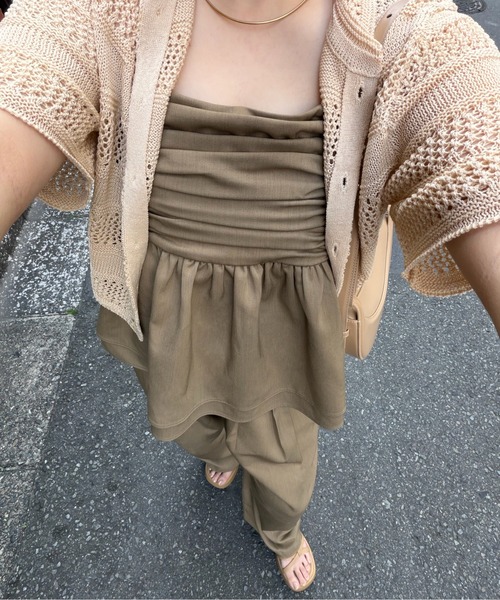 OLUN front gathered ruffle bustier/フロントギャザーフリルビスチェ