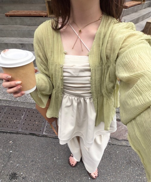 OLUN front gathered ruffle bustier/フロントギャザーフリルビスチェ