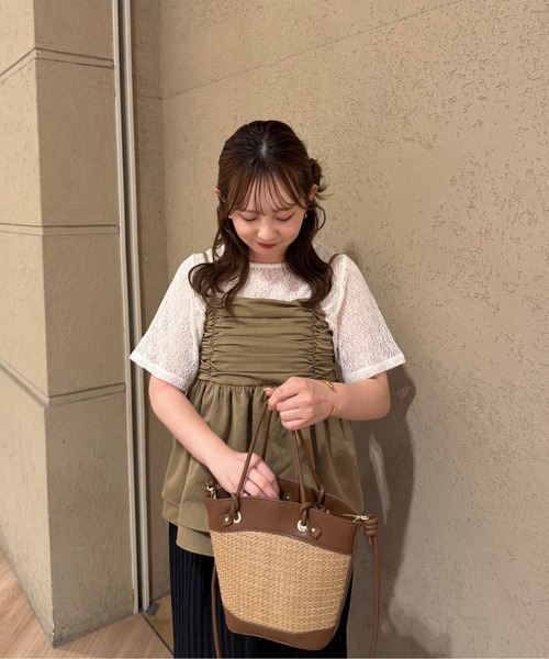 OLUN front gathered ruffle bustier/フロントギャザーフリルビスチェ