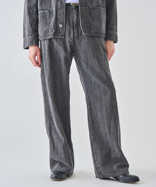 ワイドパンツ ジーンズ SEYA.(セヤ) 別注 GROUND PANTS LINEN DENIM メンズ レディースの画像