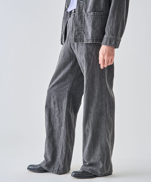 ワイドパンツ ジーンズ SEYA.(セヤ) 別注 GROUND PANTS LINEN DENIM メンズ レディースの画像