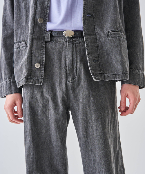 ワイドパンツ ジーンズ SEYA.(セヤ) 別注 GROUND PANTS LINEN DENIM メンズ レディースの画像