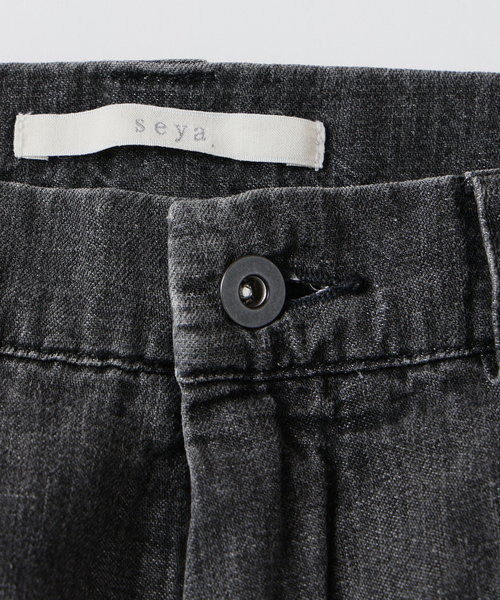 ワイドパンツ ジーンズ SEYA.(セヤ) 別注 GROUND PANTS LINEN DENIM メンズ レディースの画像