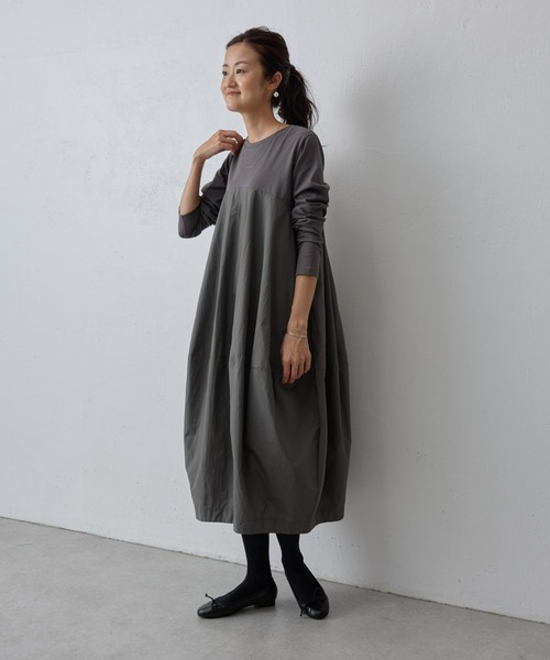 「BEARDSLEY」 長袖ワンピース L ネイビー レディースの画像
