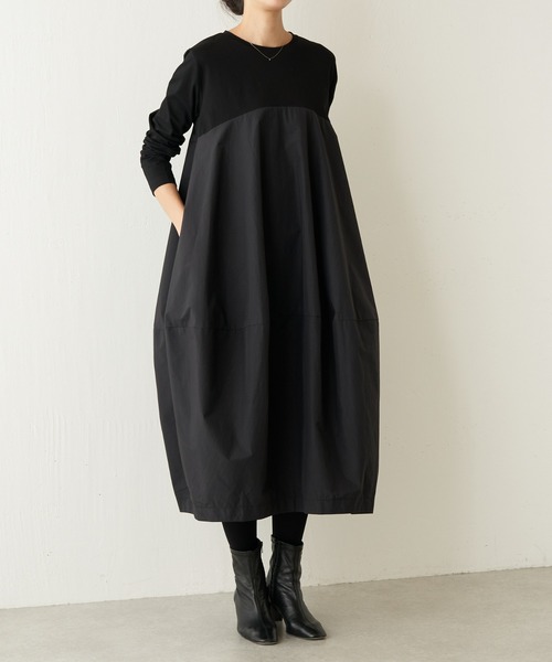「BEARDSLEY」 長袖ワンピース L ネイビー レディースの画像
