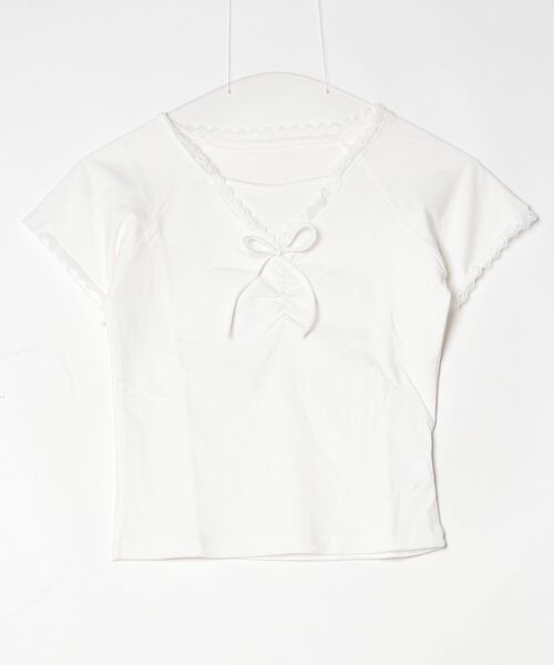 gossip!ロサンゼルス tシャツ 半袖 Y2K フロントリボン レーストリム