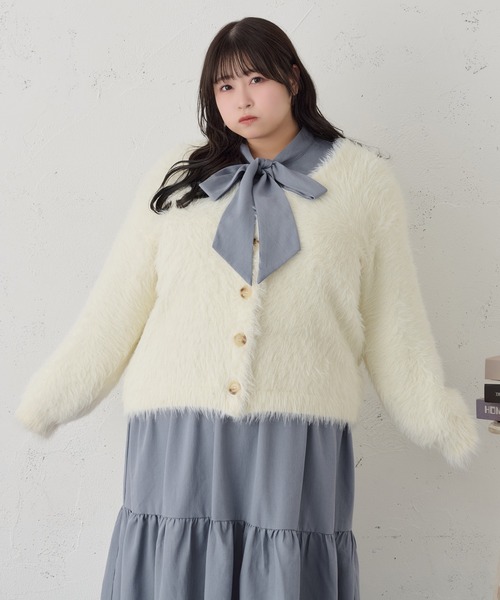 「Louiosy」 ニットカーディガン 4L アイボリー レディース_画像2