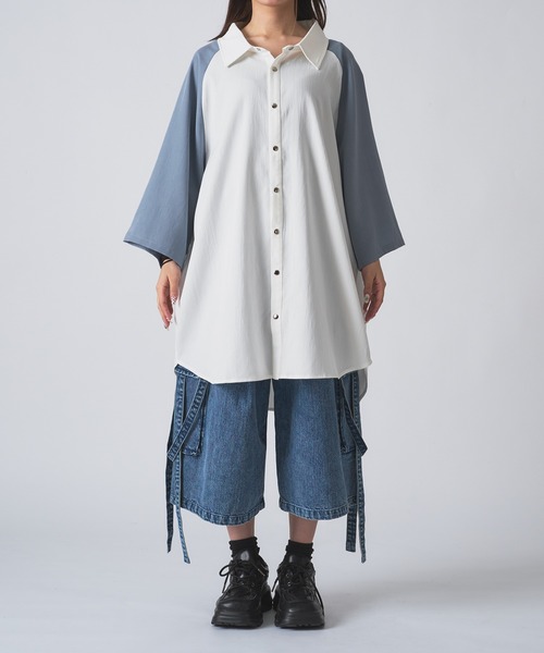 狐独 ワイドパンツ ジーンズ ケミカルウォッシュデニムショートパンツ 