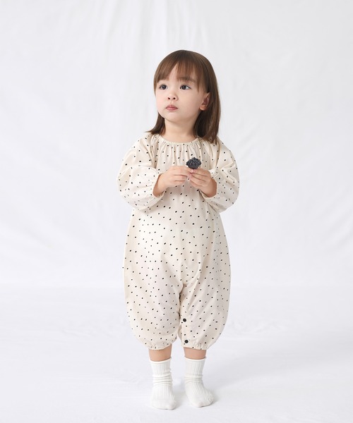 ENHENN オールインワン enhennbaby ベビー ドット柄 長袖ロンパース
