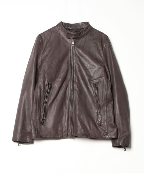 BEAMS LIGHTS ビームスライツ レザー ライダースジャケット 新同品 BEAMS LIGHTS（ビームス ライツ） レザーブルゾン LARGE ブラウン