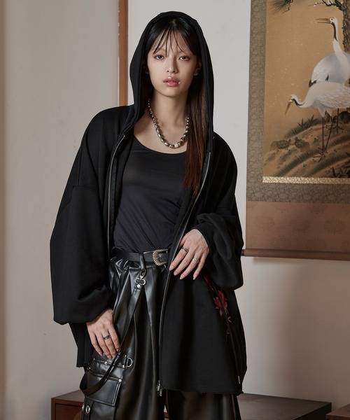 「狐独」 ジップアップパーカー MEDIUM アイボリー メンズ_画像8