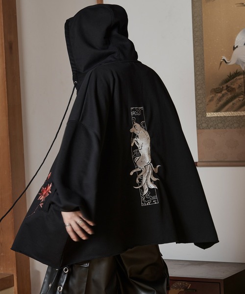 「狐独」 ジップアップパーカー MEDIUM アイボリー メンズ_画像9